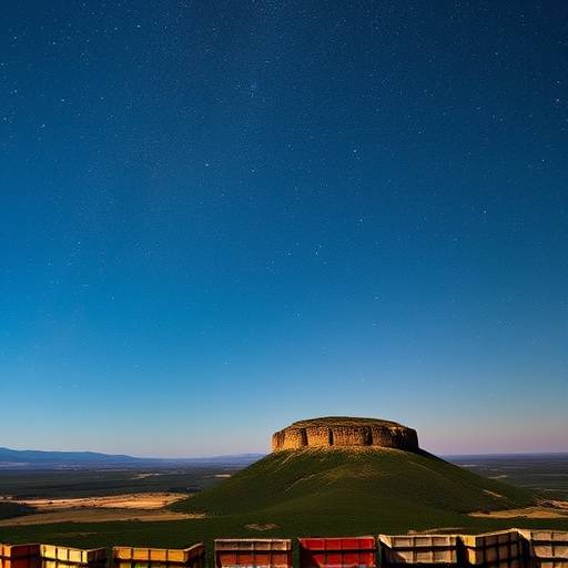 Vista nocturna del cielo estrellado sobre el Parque Nacional de Monfrag&uuml;e, Extremadura